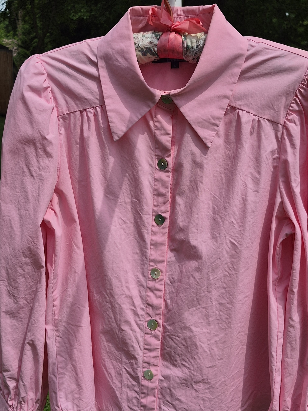 Eva Franco Pink Classic Buttondown Blouse-S - Picture 2 of 10